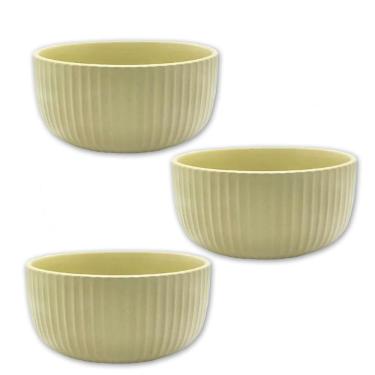 Imagem de Kit 3 Bowl Tigela Cumbuca De Cerâmica Bege 12Cm Salada Fruta