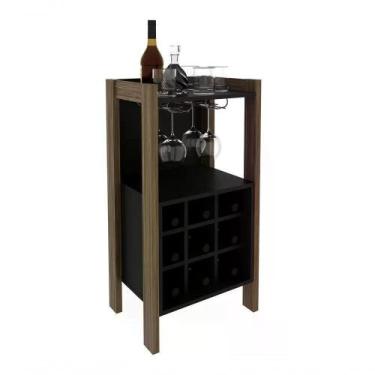 Imagem de Adega Para Sala De Jantar 09 Garrafas Az1032 Nogal Preto Tecno Mobili 
