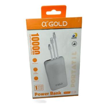 Imagem de Carregador Power Bank Com 3 Cabos 10000mah Agold Bte-28 - a gold