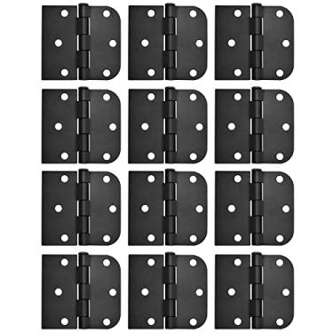 Imagem de Dobradiças pretas foscas redondas e quadradas Zion - Pacotes (pacote com 12)