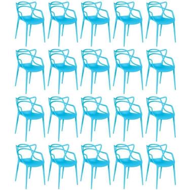 Imagem de Kit 20 Cadeiras De Jantar Allegra Design Empilhável - Azul