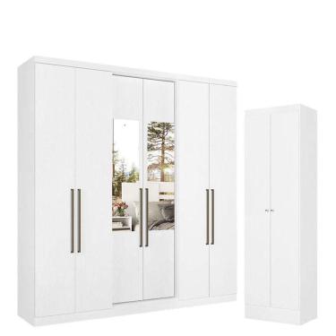 Imagem de Guarda Roupa Casal Presence Glass 6 Portas Branco Acetinado E Multiuso Space Branco - Thb
