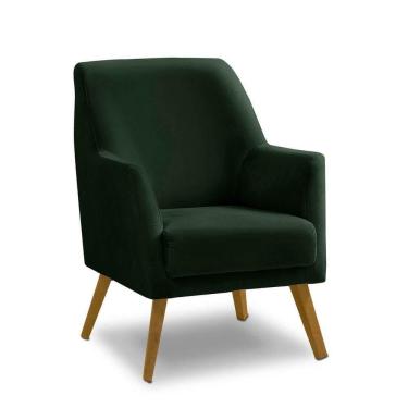 Imagem de Poltrona Decorativa Retrô Recepção Magali Lisa Veludo Verde Folha Lansofbr