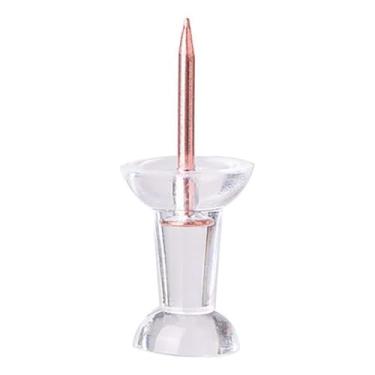 Imagem de Garosa Alfinetes de Pressão de 60 Unidades, Tachinhas de Acrílico Transparente, Tampas de Ouro Rosa Duráveis, Ideais para Quadro de Cortiça, Mapas, Fotos, Escritório Doméstico e Projetos de