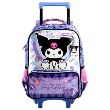 Imagem de Mochila Escolar Rodas Alças Kuromi Hello Kitty
