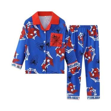 Imagem de Conjunto De Pijama Do Homem-Aranha Para Meninos, Manga Longa, Calças, 