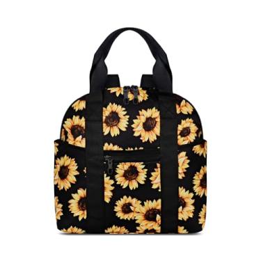 Imagem de HAWEE Mochila feminina tamanho médio com manga de carrinho, alça ajustável/alça superior, mochila de viagem resistente à água, Girassol, M