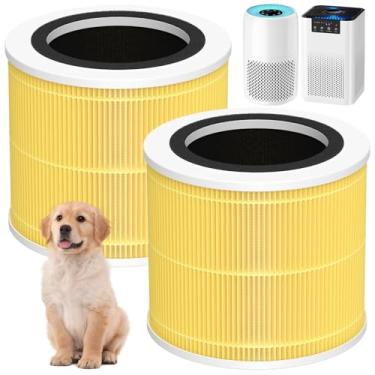 Imagem de Filtro AP100 AP102 para cuidados com animais de estimação compatível com AromaRoom AP100/AP102, mini purificadores de ar núcleo, filtro HEPA 3 em 1 e filtro de carvão ativado, pacote com 2 (amarelo)