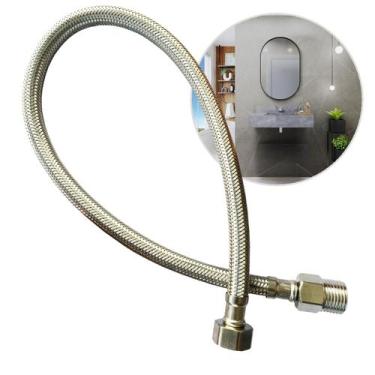 Imagem de Mangueira Para Pia Engate Flexível em Aço Inox Trançado Rabicho de 40c