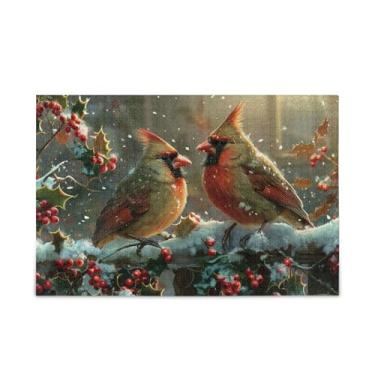 Imagem de WELLDAY Quebra-cabeça neve pássaros padrão 500 peças grande arte jogo de arte para adultos adolescentes