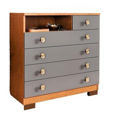 Imagem de Cômoda Grande 5 Gavetas – Multiuso para Quarto Adulto Casal ou Solteiro(Cinza Canela)