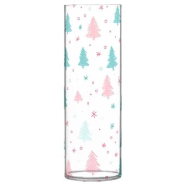 Imagem de CEBUGI Lindo vaso de flores para árvores de Natal, 10 x 30 cm, vaso cilíndrico para flores, vaso transparente inquebrável para decoração de casa de festa de casamento
