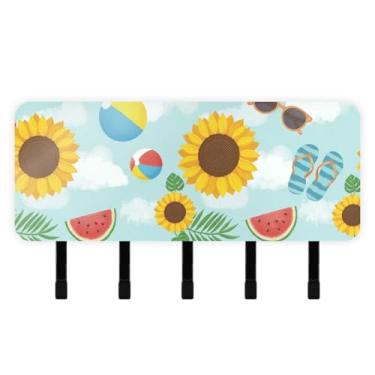 Imagem de Burbuja Porta-chaves padrão de verão com 5 ganchos, porta-chaves autoadesivo montado na parede, organizador de armazenamento de correio para entrada, decoração de casa