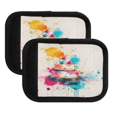 Imagem de Qilmy Embalagem com 2 alças coloridas artísticas para bagagem, identificadores de bagagem, capa confortável para carrinho de bebê, mala de viagem, avião, acessórios de viagem 5