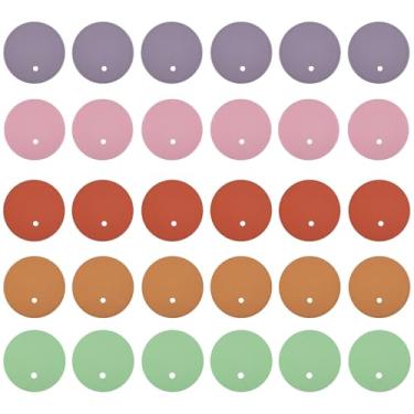 Imagem de 30 peças de capas de bebida para proteção contra álcool, protetor de bebida de pano, reutilizável, lavável, tampas de copo com orifício de palha, tampas elásticas para mulheres, homens, festa de bar