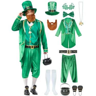 Imagem de Fantasia de duende acessórios irlandeses verdes para homens adultos Dia de São Patrício, Verde, 2XL/3XL