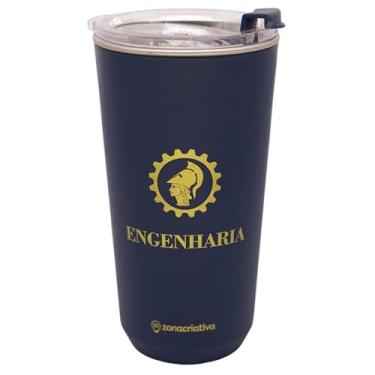Imagem de Zonacriativa - Copo Térmico Sky Engenharia azul 500ml | Aço inoxidável parede dupla e tampa hermética com clique | Ideal para faculdade e projetos