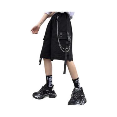 Imagem de Shorts Cargo Femininos Largos Com Grandes Bolsos Estilo Harajuku Japão