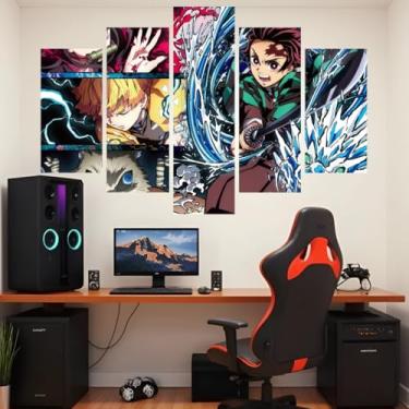 Imagem de Quadro decorativo Mosaico Demon Slayer - 5 peças -Tanjiro, Muzan, Inosuke - 00 (01)