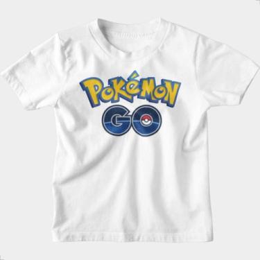 Imagem de Camiseta Infantil Algodão Personalizada Pokemon Go - Techmalhas, Branc