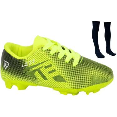 Imagem de Chuteira Campo Nova Infantil UZ Gramado Travas Futebol + Meião Esporti