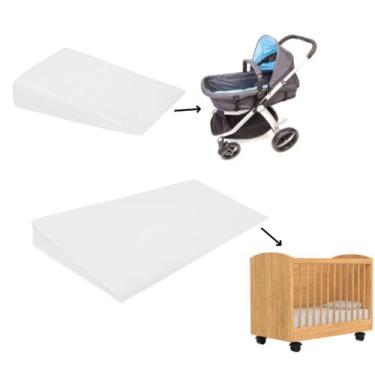 Imagem de Kit Travesseiro Antirrefluxo De Bebê Para Berço e Carrinho Espuma Anat