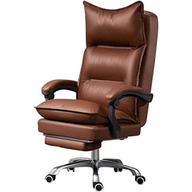 Imagem de Cadeira executiva ergonômica cadeira de mesa branca escritório confortável cadeira de gerenciamento, casa quarto cadeira de jogo reclinável, cadeira giratória conveniente com apoios de braços ligados