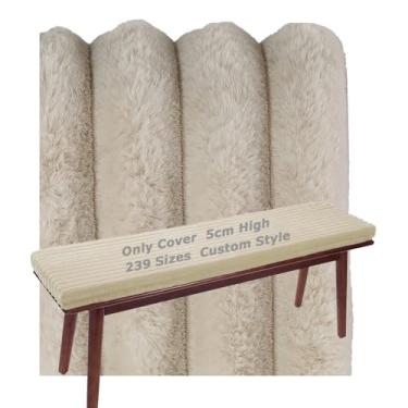 Imagem de Custom Sofa Bench Cushion Cover Only Window Seat Cushions Covers Indoor Garden For Outdoor Chair Pads Replacement Removable With Zipper 5cm-High Plush Velvet Winter(Bege,195x55 cm)