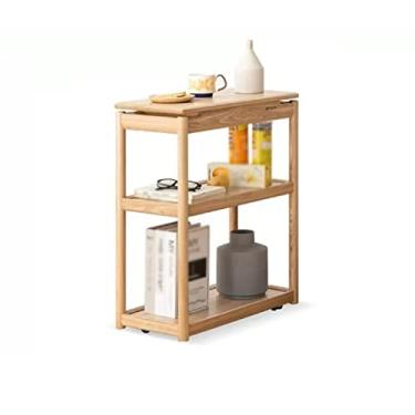 Imagem de Mesa central de madeira móvel mesa lateral sofá armário lateral sala de estar pequena mesa de centro quarto prateleira de cabeceira mesa de quarto