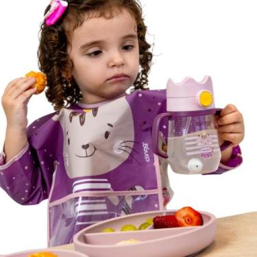 Imagem de Babador Infantil Manga Longa com Bolso Coletor e tiras autocolantes Mi