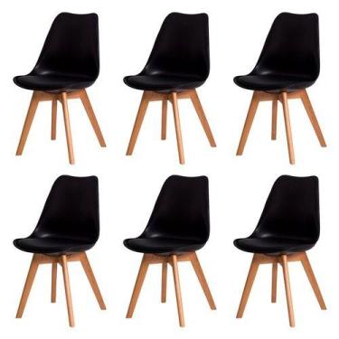 Imagem de Conjunto 06 Cadeiras Eames Wood Leda Design - Preto - Decoreshop