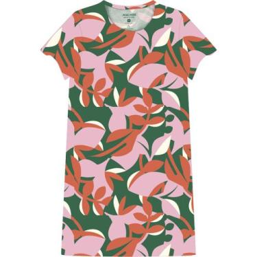 Imagem de Vestido Estampado Meia Malha Manga Curta Malwee Ref. 70891 Cor:Laranja