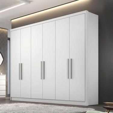 Imagem de Guarda Roupa Casal Ambiente Linea 6 Portas 4 Gavetas Neve Com Nicho - Novo Horizonte