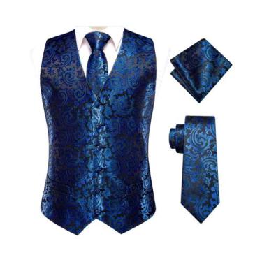 Imagem de Colete Masculino Slim Fit Roxo Paisley - Com Gravata e Abalotoaduras, 