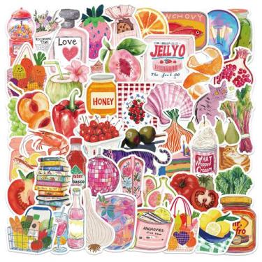 Imagem de Adesivos retrô Food & Drink, 50 unidades à prova d'água para decoração