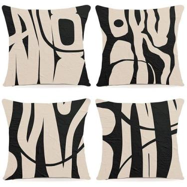 Imagem de Conjunto de capas de travesseiro Nordic Geometric Preto/Branco x4 - yi