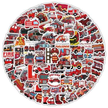 Imagem de Adesivos de caminhão de bombeiros, 100 unidades para crianças, vinil i
