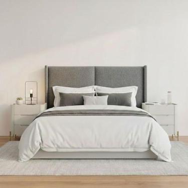 Imagem de Cabeceira Queen Estofada 176cm com 2 Mesas de Cabeceira 100% MDF - Cas