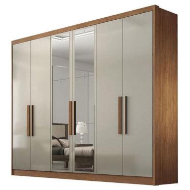 Imagem de Guarda Roupa Casal Linea 6 Portas 8 Gavetas Cumaru 25 Fendi Com Espelho - Horizonte