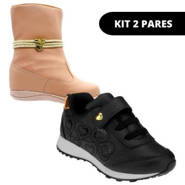 Imagem de Bota Coturno e Tênis Feminino Infantil - KIT 2 PARES Tam 23 ao 34 - Sa