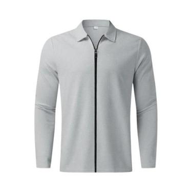 Imagem de Jaqueta Masculina De Manga Longa Com Gola Polo Em Waffle, Cardigã Casu