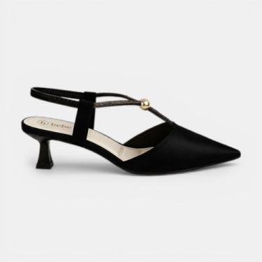 Imagem de Sapato Scarpin Slingback Bebecê Nobuck Preto, Preto, 38