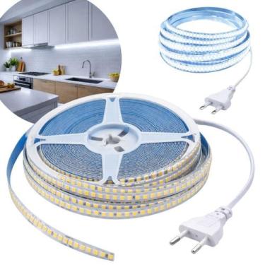 Imagem de Fita Led 10m Rolo 240 Leds/m Tomada 110v ou 220v Branco Frio 6500K ou 