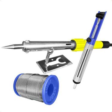 Imagem de Ferro de Solda 100W 220V Estanho Cobix 250g Sugador Teflon Kit - Start