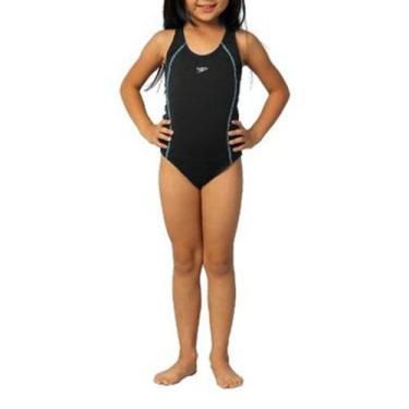 Imagem de Maiô Infanto Juvenil Feminino Speedo Acqua Basic Preto 02950, Preto, 1
