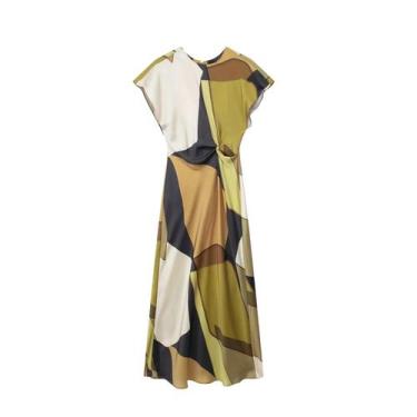 Imagem de Vestido Midi Vintage Com Estampa De Verão Para Mulheres, Cintura Ajust