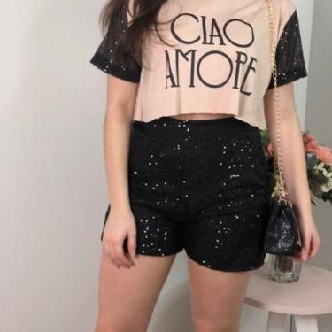 Imagem de Shorts de Paetê Manu Michele Collection Ref.6872, G, Preto