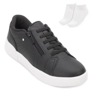 Imagem de Tênis Casual Kolosh e Meia KL24-C3008, 36, Preto, Branco