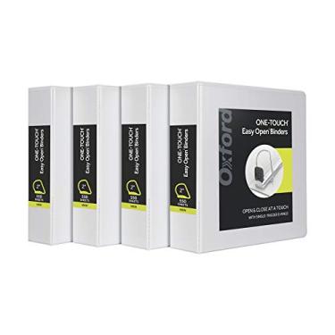 Imagem de Oxford 3 fichários, fichários para escola e escritório, anéis D fáceis de abrir com um toque de 5 polegadas, capas de fichário de visualização em 3 lados, dobradiça Xtralife, antiaderente, sem PVC,