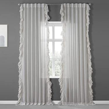 Imagem de HPD Half Price Drapes Cortinas transparentes com babado para quarto e sala de estar 127 x 258 cm, SHFLNCH-RM012-108, Gardenia